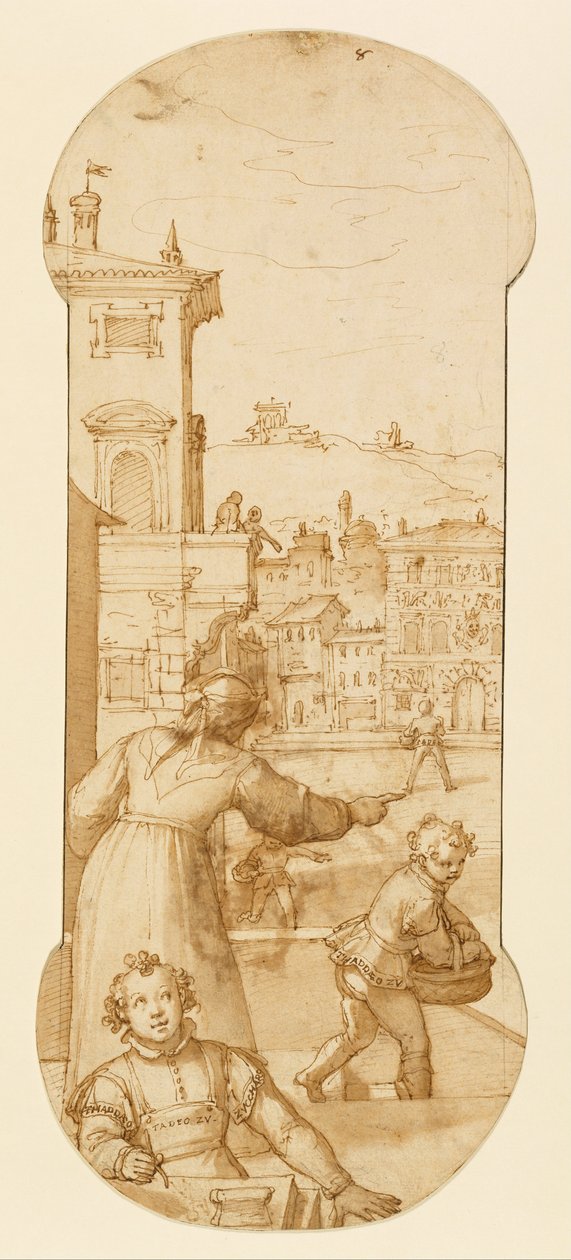 Taddeo Sent on an Errand by Calabreses Wife av Federico Zuccaro
