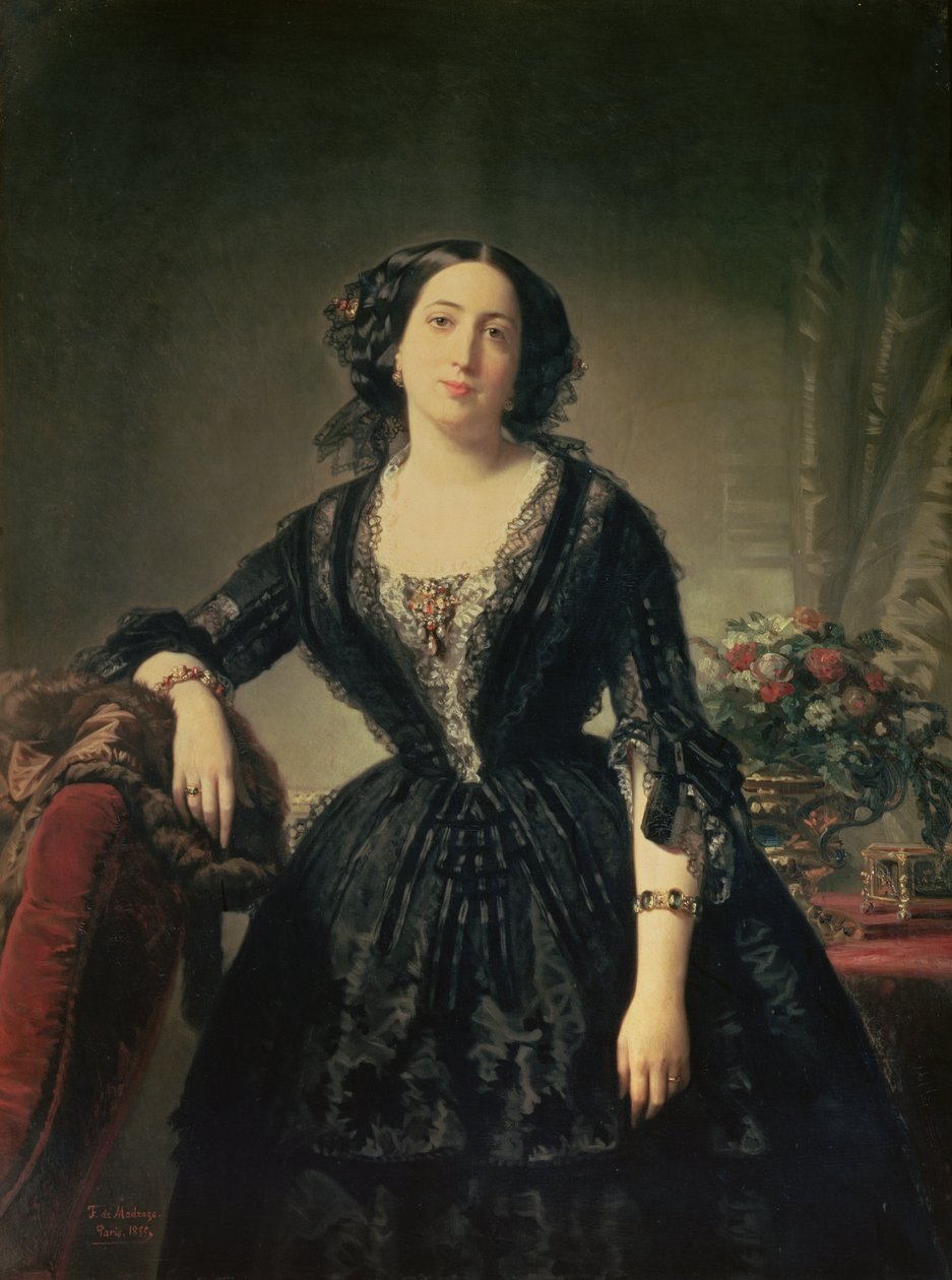 Porträtt av Maria Dolores Aldama, Marquesa de Montelo, 1855 olja på duk av Federico de Madrazo y Kuntz