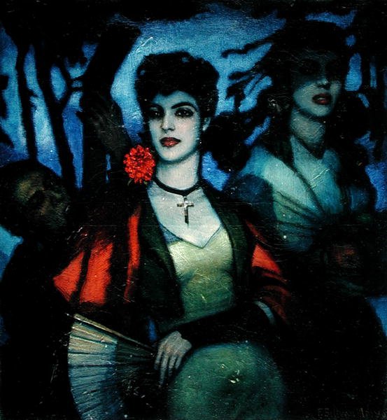 Röda nejlikor (olja på duk) av Federico Armando Beltran Masses