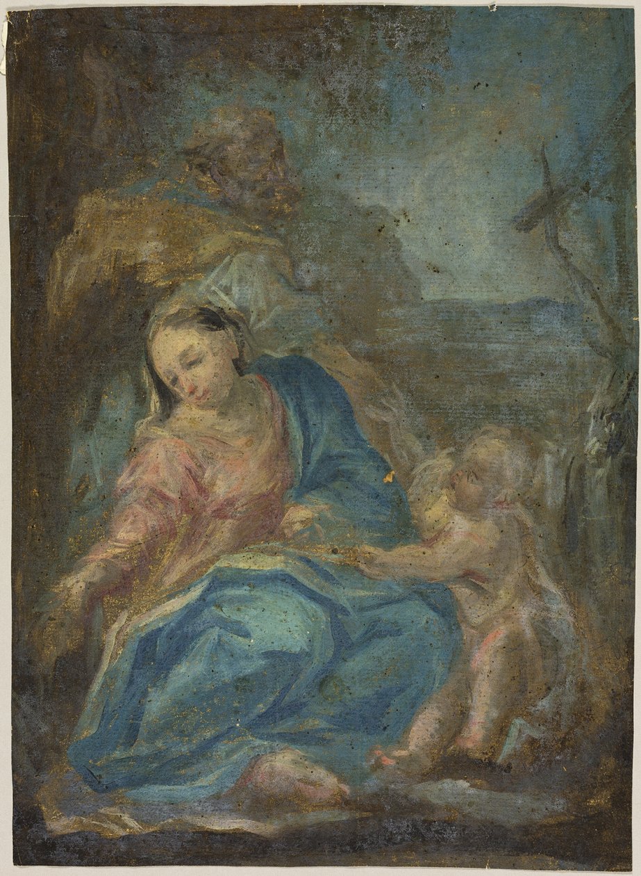 Vila på flykten till Egypten (recto); Madonna från Rosenkransen (verso) av Federico Barocci