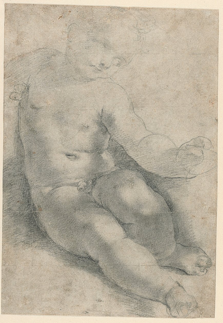 Studie till Kristusbarnet i Madonna di S. Simone (recto); Studie till ett landskap (verso) av Federico Barocci