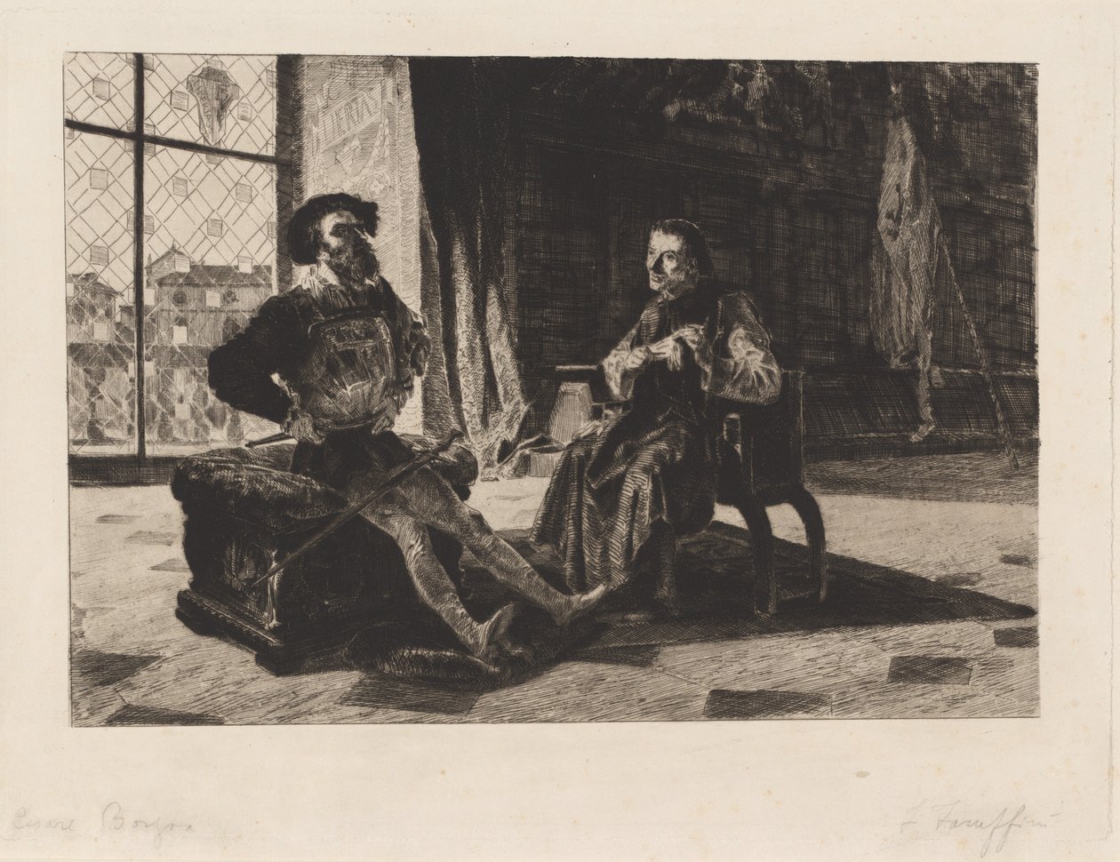 Cesare Borgia och Machiavelli av Federico Faruffini