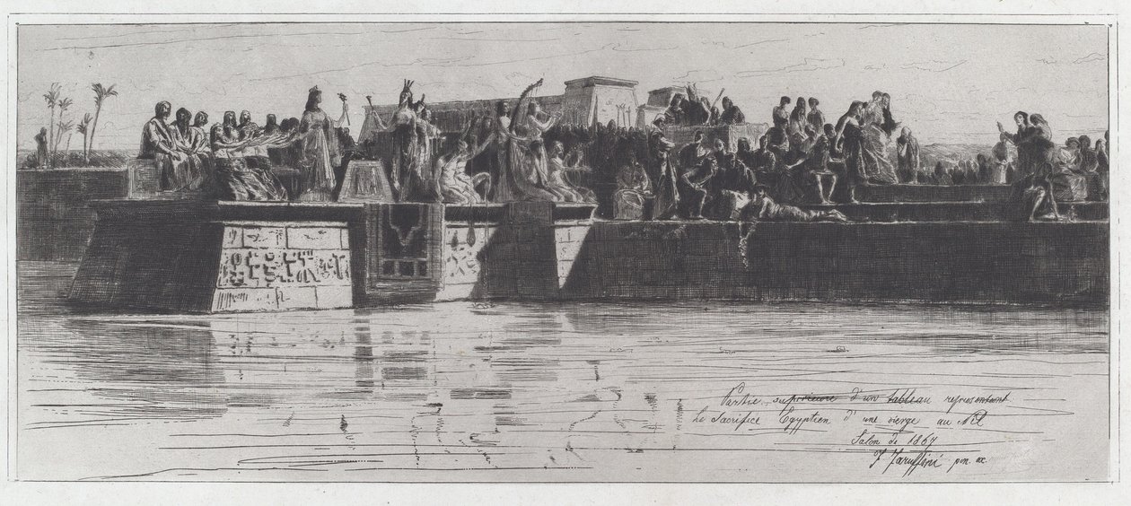 Övre delen av en målning som representerar det egyptiska offret av en jungfru till Nilen [The Upper Part of a Painting Representing the Egyptian Sacrifice of a Virgin to the Nile] av Federico Faruffini