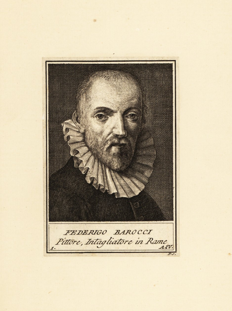Porträtt av Federico Barocci (cirka 1535-1612), italiensk renässansmålare och grafiker av Federico Fiori (after) Barocci or Baroccio