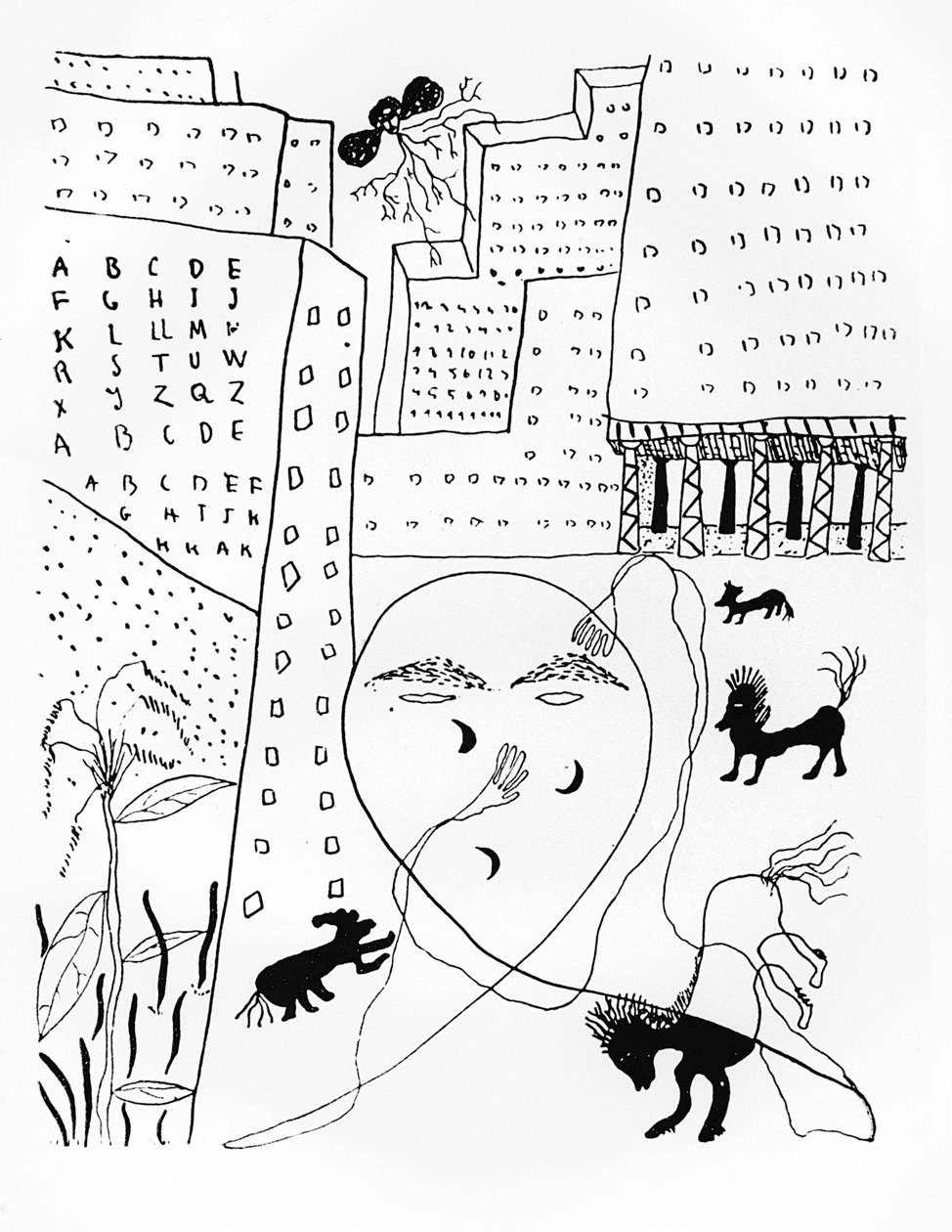 Självporträtt av poeten Federico Garcia Lorca (1898-1936) i New York, 30-talet av Federico Garcia Lorca