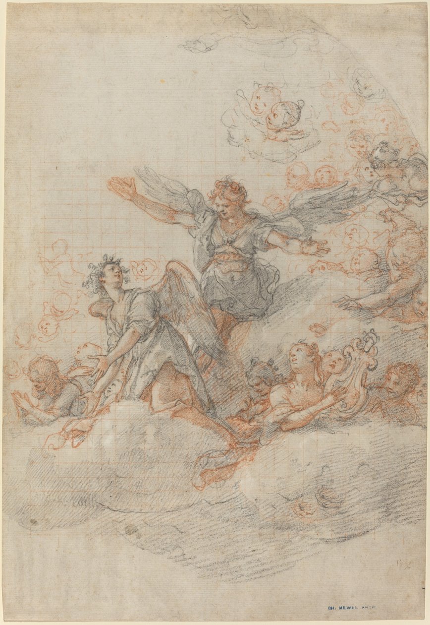 Änglar och Putti i molnen av Federico Zuccaro