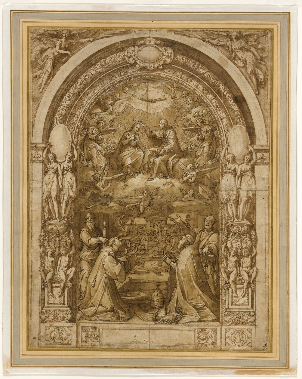 Jungfru Marias kröning och Sankt Laurentius martyrdöd av Federico Zuccaro