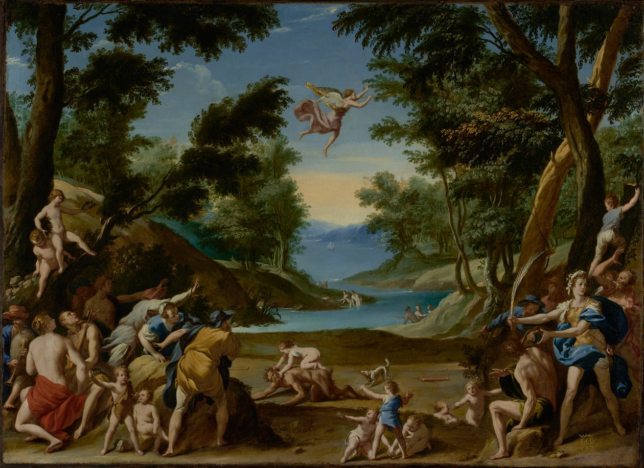 Amor och Pan, ca 1600 av Federico Zuccaro