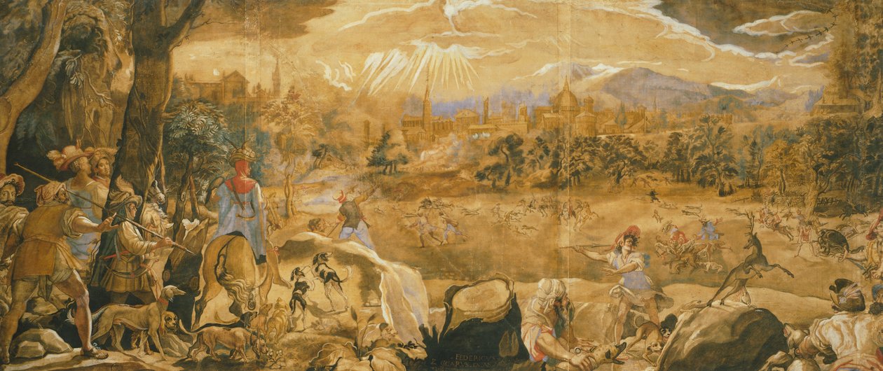 Jaktscen med imaginära Florens, av Federico Zuccaro (cirka 1540-1609) av Federico Zuccaro