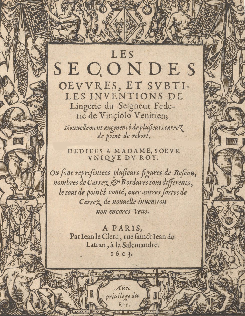 Lord Federic de Vinciolo V...s andra verk och subtila uppfinningar av underkläder, 1603. av Federico de Vinciolo