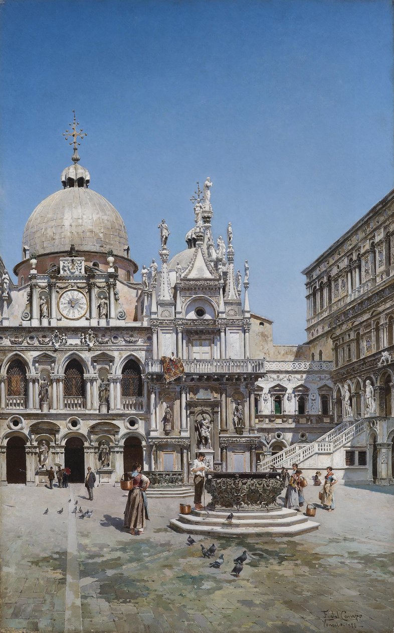 Innergården till Dogepalatset, Venedig av Federico del Campo