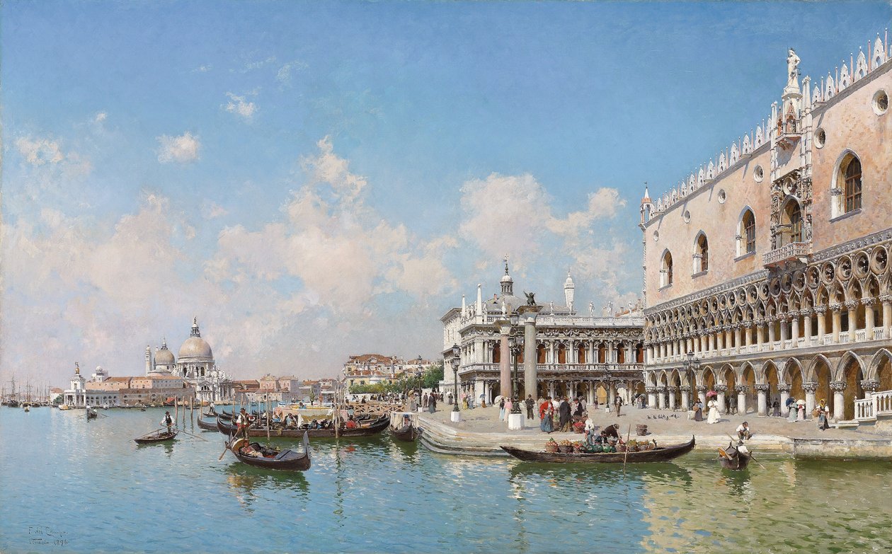 Dogepalatset och Santa Maria della Salute, 1896 av Federico del Campo