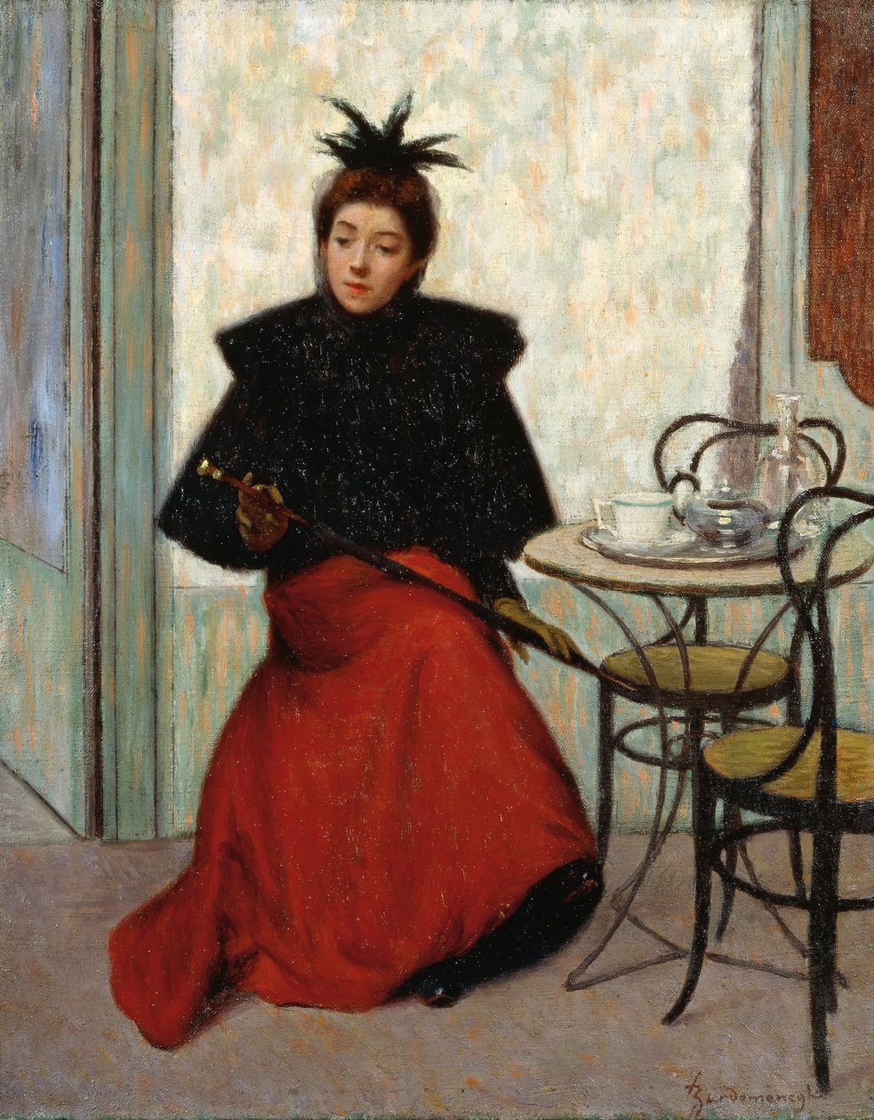 På café, av Federico Zandomeneghi (1841-1917), olja på duk, 41x33 cm av Federigo Zandomeneghi