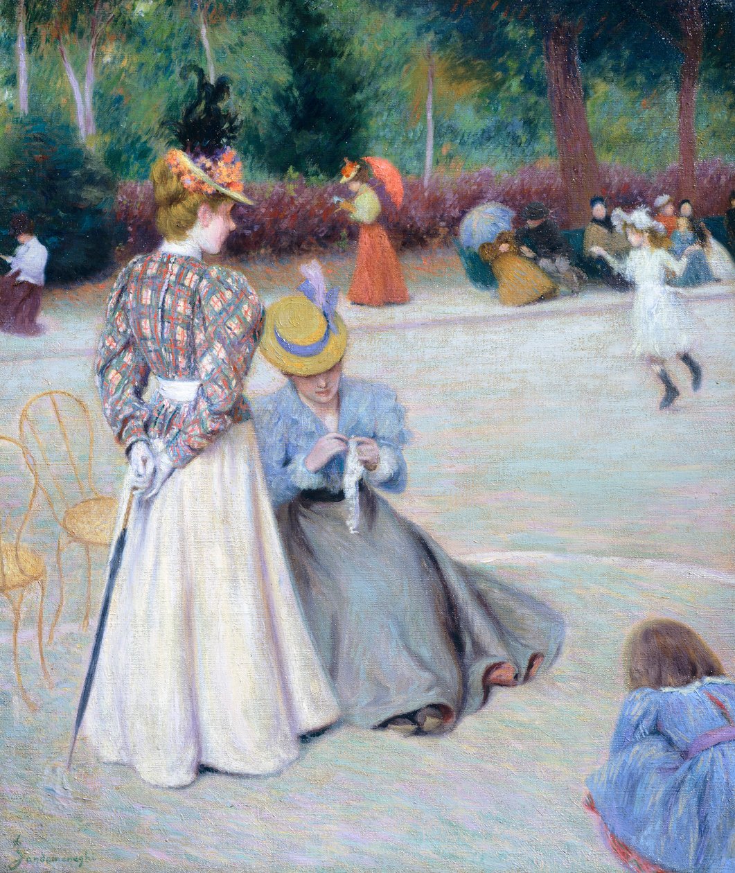 Spel i parken, av Federico Zandomeneghi (1841-1917), olja på duk, 55,5x45,5 cm av Federigo Zandomeneghi