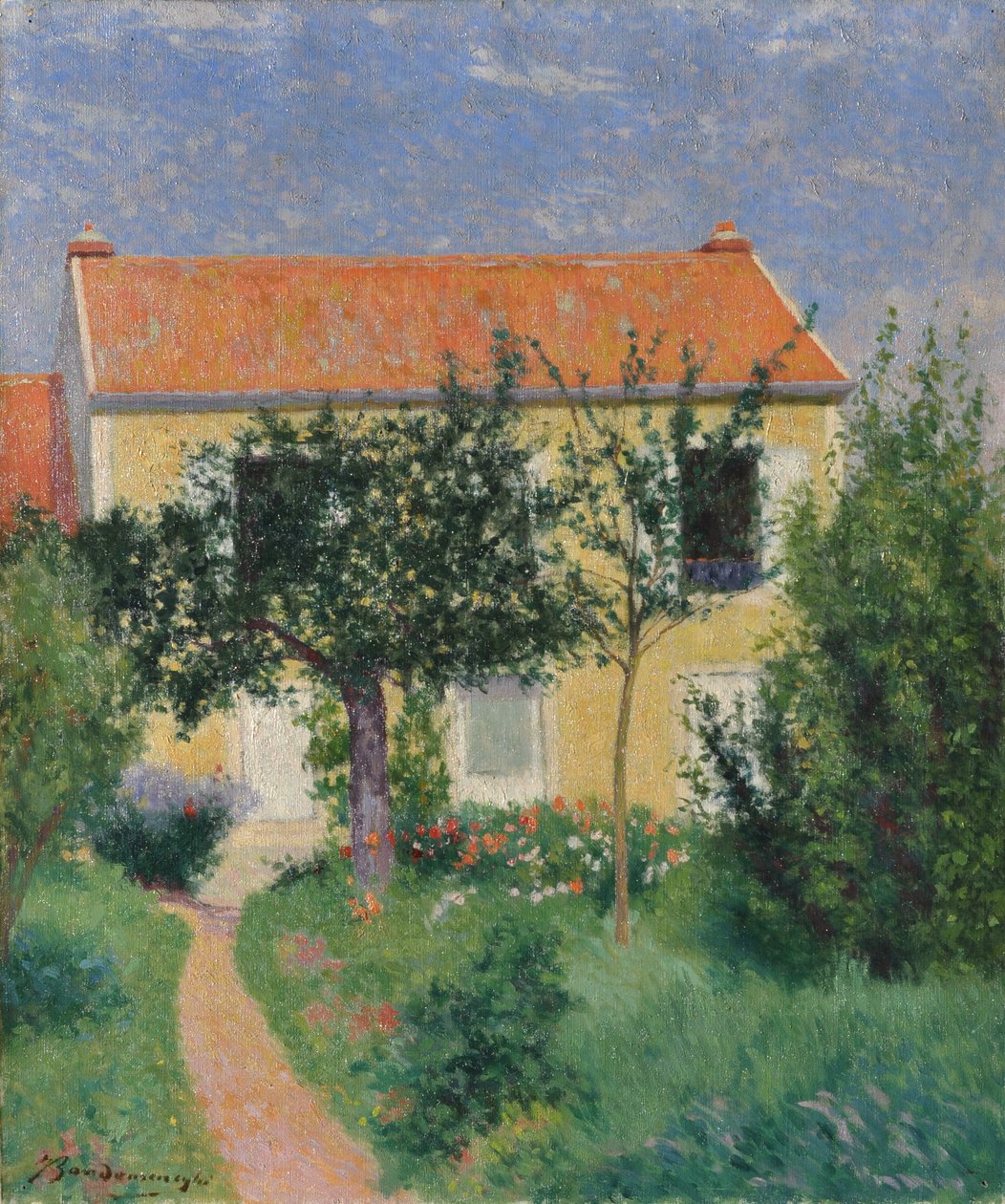 Det röda taket, ca 1882-83 (olja på duk) av Federigo Zandomeneghi
