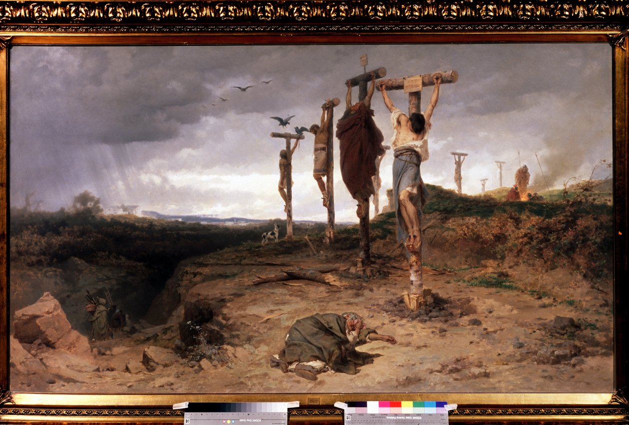 Det förbannade fältet, avrättningsplatsen i det antika romerska riket. Målning av Feodor Andreyevich Bronnikov (1827-1902), olja på duk av Fedor Andreevich Bronnikov