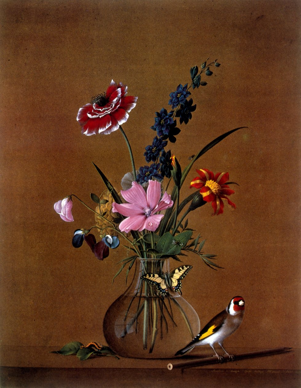 Bukett blommor med en fjäril av Fedor Petrovich Tolstoy