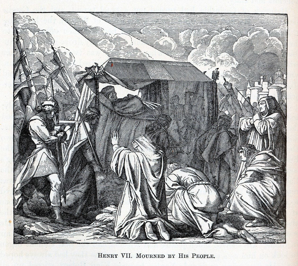 Henry VII sörjd av sitt folk, 1882 av Fedor Reusche