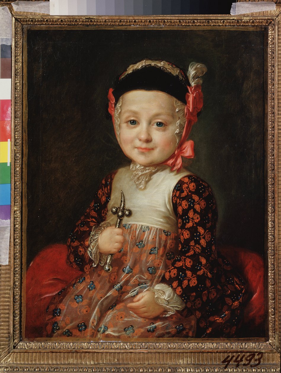 Porträtt av Alexei Grigorievich Bobrinski (1762-1813) som barn. (oäkta barn till Catherine II av Fedor Stepanovich Rokotov
