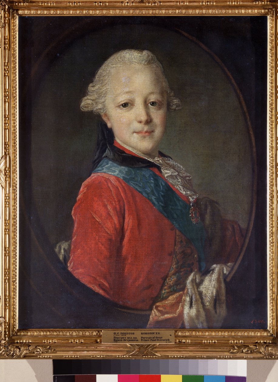 Porträtt av storhertig Pavel Petrovich (1754-1801), som barn. Målning av Fjodor (Fedor eller Fiodor) Stepanovich Rokotov (1735-1808), olja på duk av Fedor Stepanovich Rokotov