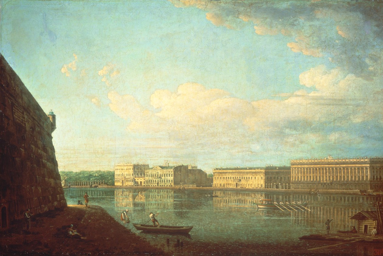Palatsvallen sett från Peter och Paul-fästningen, St. Petersburg av Fedor Yakovlevich Alekseev