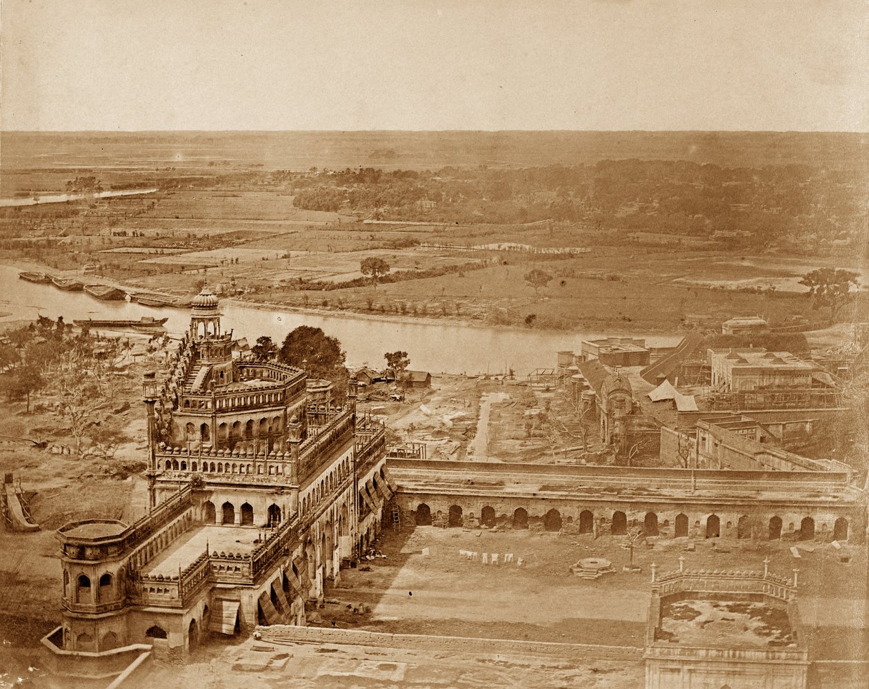 Panorama över MachiBoran, Lucknow av Felice Beato