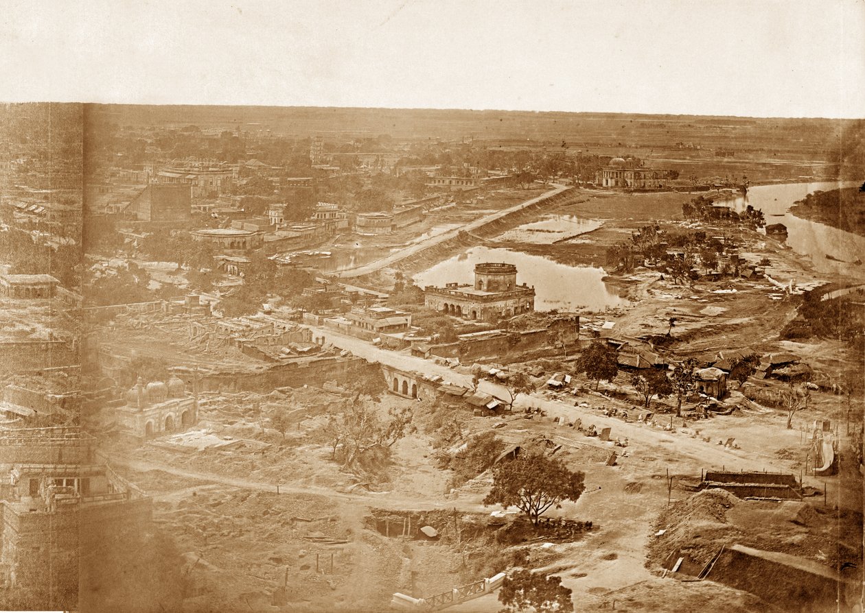 Panorama över MachiBoran, Lucknow av Felice Beato