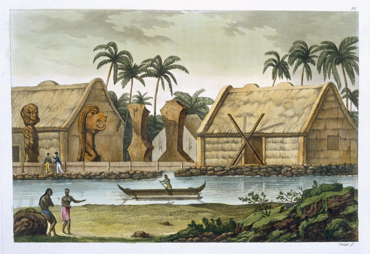 Tomb of Tamahamah at Kaiakakooa, Sandwich Islands, skylt 33 från 