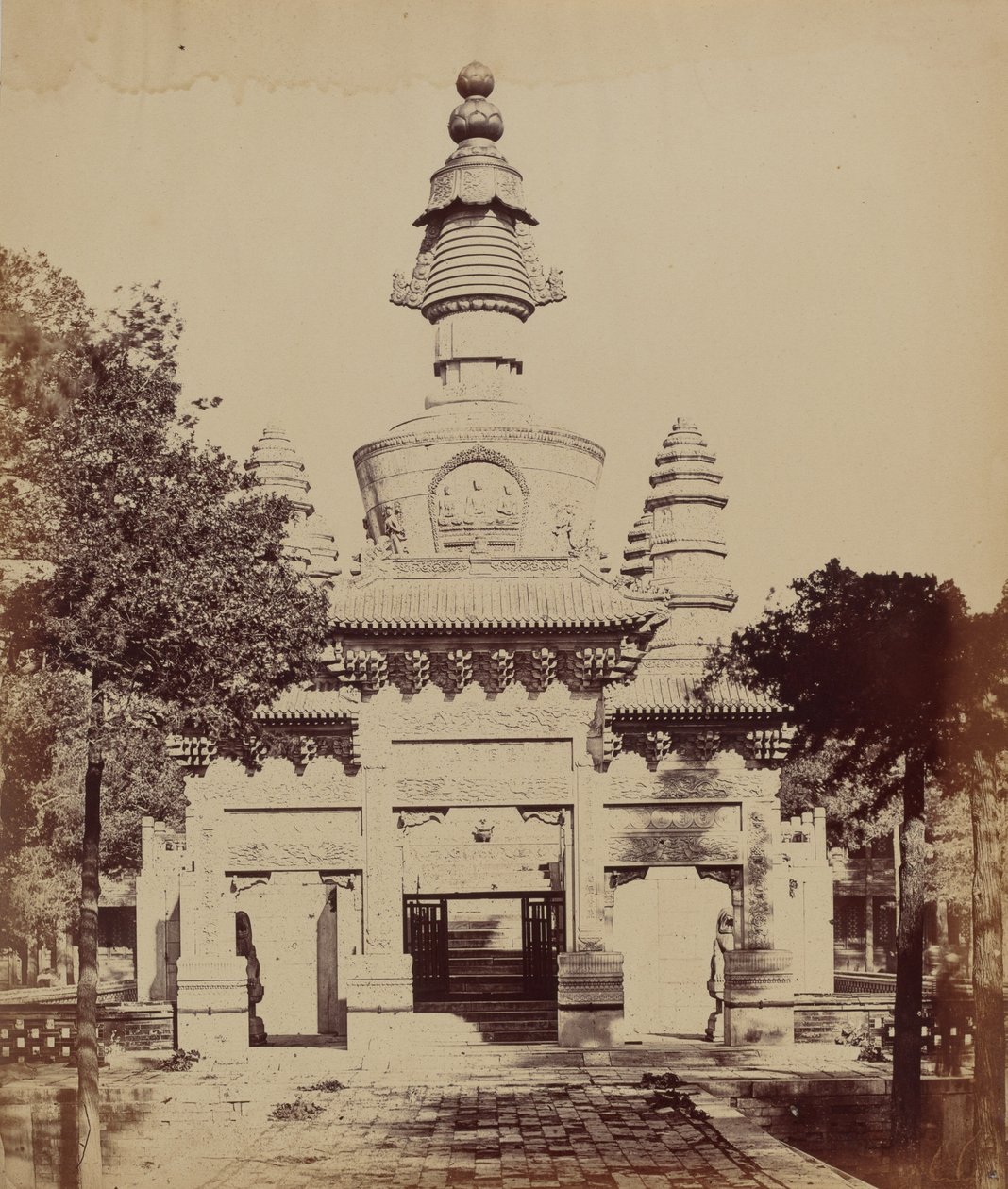 Thibetan-monument i Lamatemplet, Pekin, oktober 1860,1860 (foto) av Felice (1825 c.1908) Beato