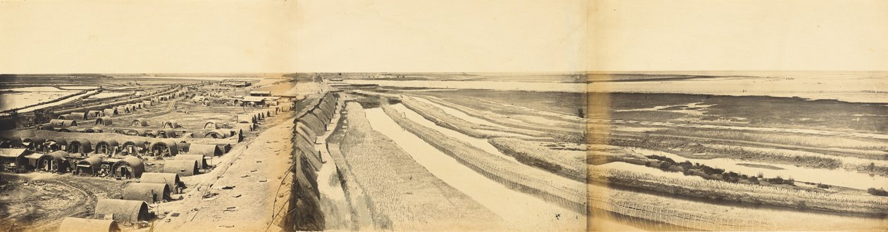 Interiör av South Taku Fort som visar landningsplatsen, 25 juni 1859 av Felice Beato