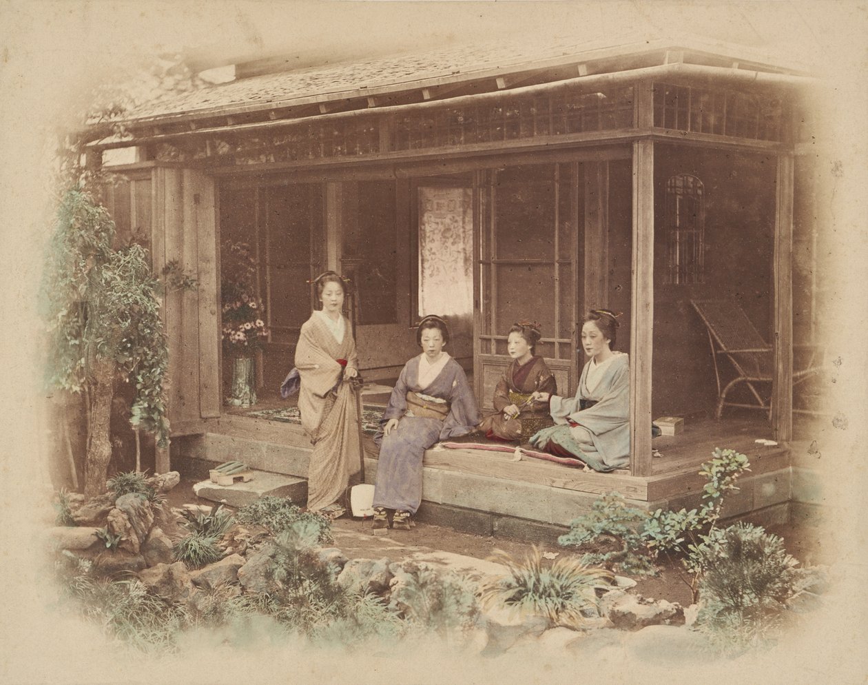Japanska kvinnor i ett privat hus av Felice Beato