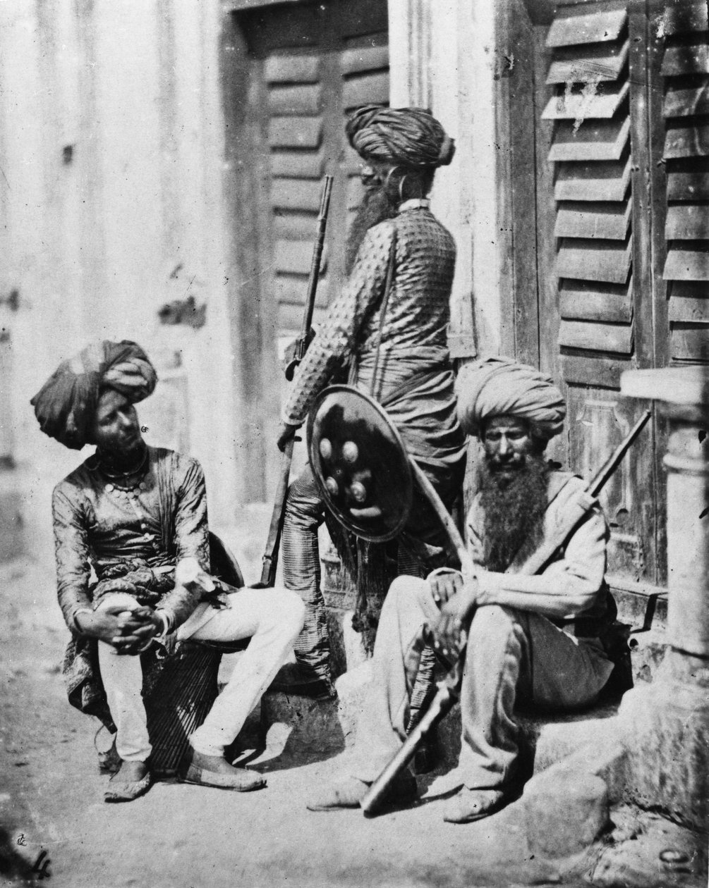 Sikh-officerare under det indiska upproret, 1858 av Felice Beato