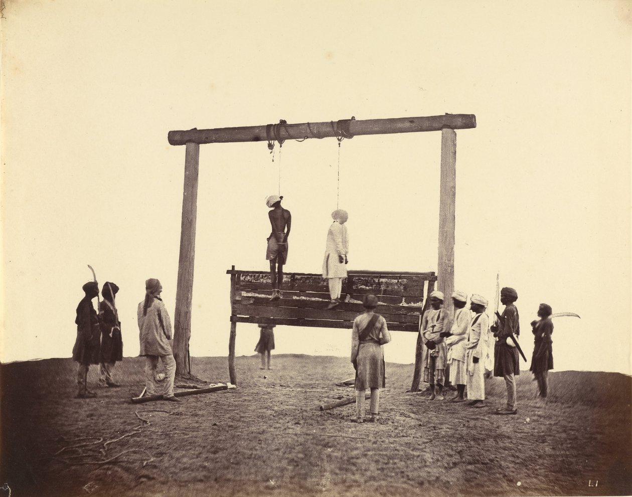 Två Sepoys av det 31:a infödda infanteriet, som hängdes i Lucknow, 1857 av Felice Beato