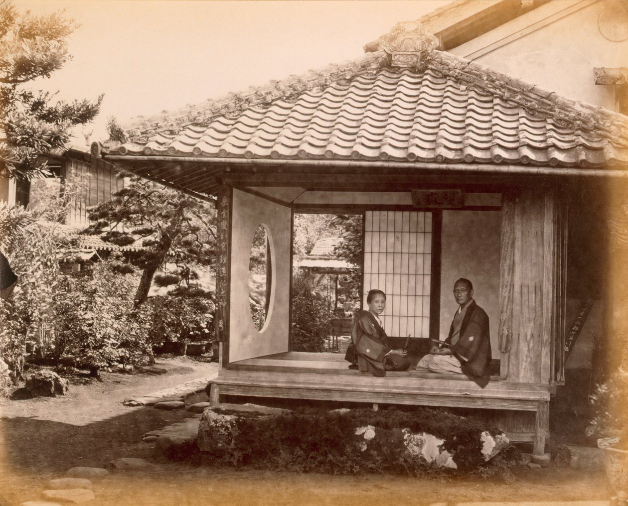 Tycoons hållplats på Tocaido Hasa, 1868. av Felice Beato