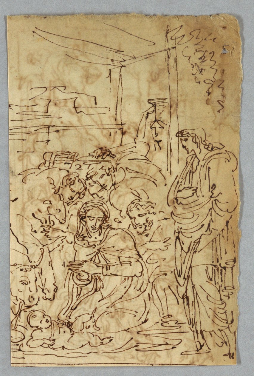 Tillbedjan av herdarna; Bågvinkel St Michael efter Raphael; S:t Margarit efter Rafael; Aloof de Wignancourt av Caravaggio; Putti; Studie av syndafloden; Verso: Disposition efter Volterra; S:ta Cecilia efter Rafael; Del av Henrik IV:s äktenskap med... av Felice Giani