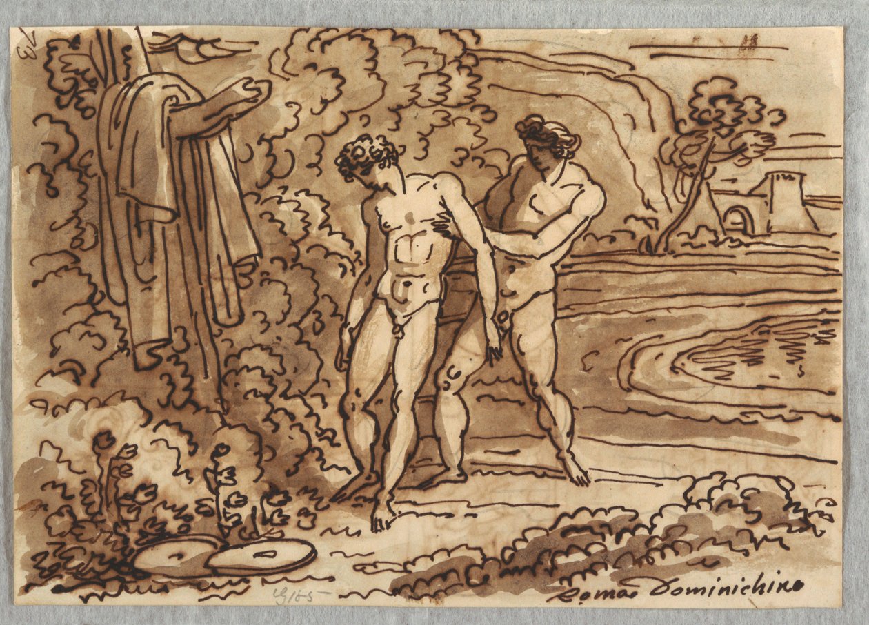 Apollo och Hyacinth, efter Domenichino av Felice Giani
