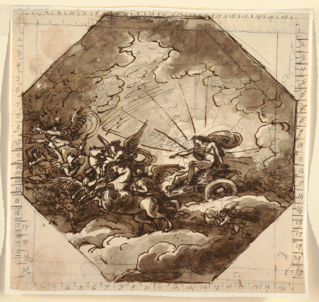 Apollo i sin vagn med Aurora, Ottogonale Room, Palazzo Milzetti, Faenza av Felice Giani