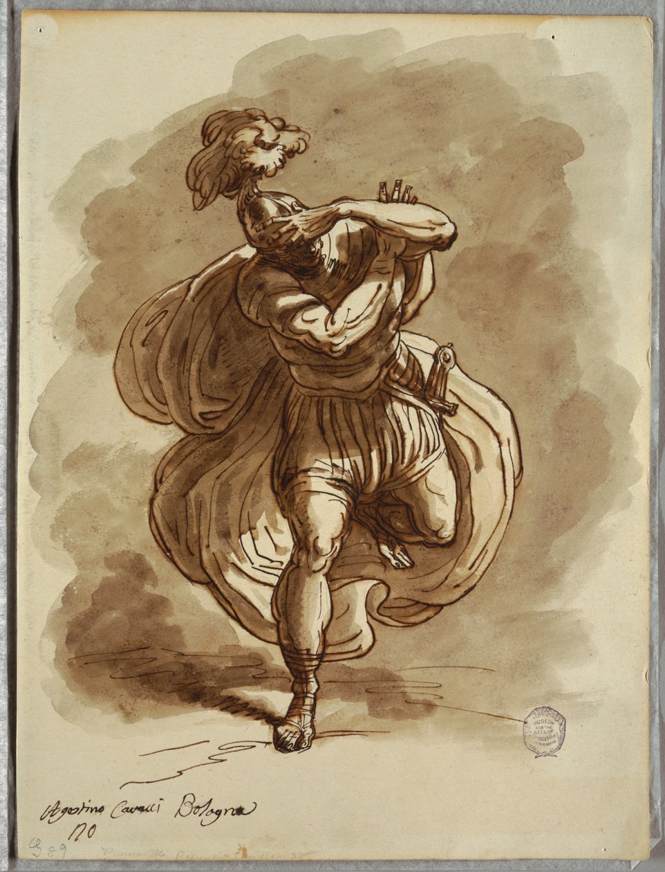 Blinded Soldier, Detalj från omvändelsen av St. Paul, Studie efter Agostino Carracci av Felice Giani