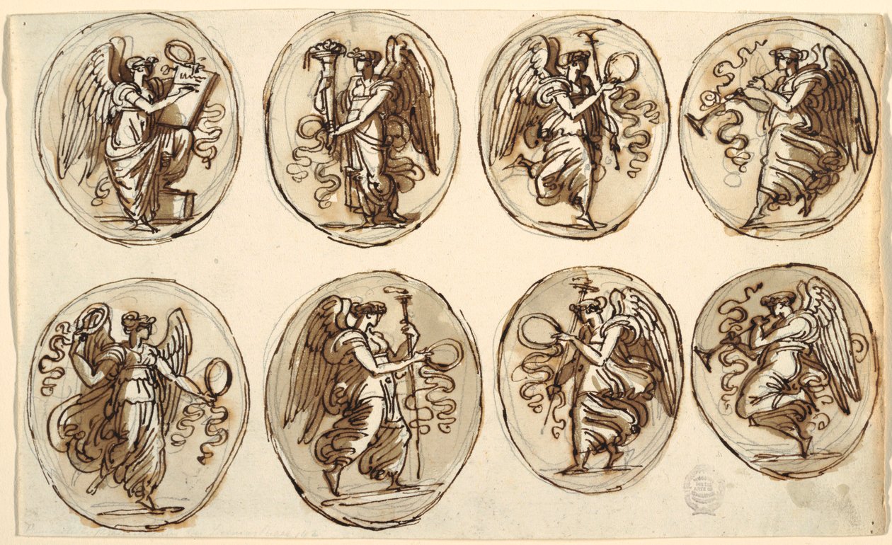 Takdesign, historia, överflöd i sex ovaler, Hall of Hercules and Ebe, Palazzo Gessi, Faenza av Felice Giani
