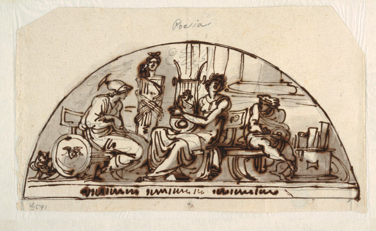 Design för en Lunett med Allegory of Poetry av Felice Giani