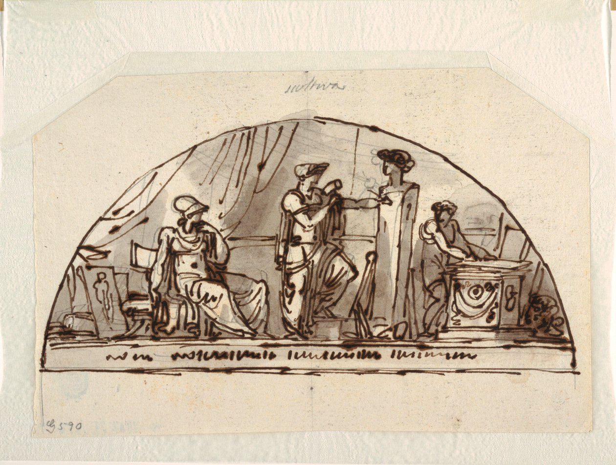 Design för en Lunett med Allegory of Sculpture av Felice Giani