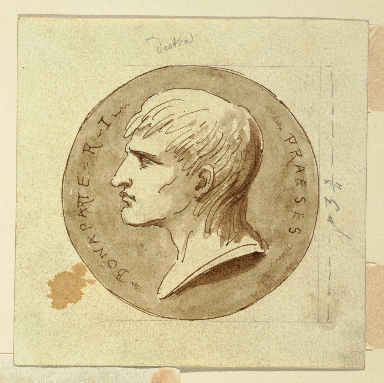 Teckning, En medalj av Napoleon Bonaparte som president för den italienska republiken, a tergo; Hebe ger odödlighet till Herkules körkarl, 1802-04 av Felice Giani