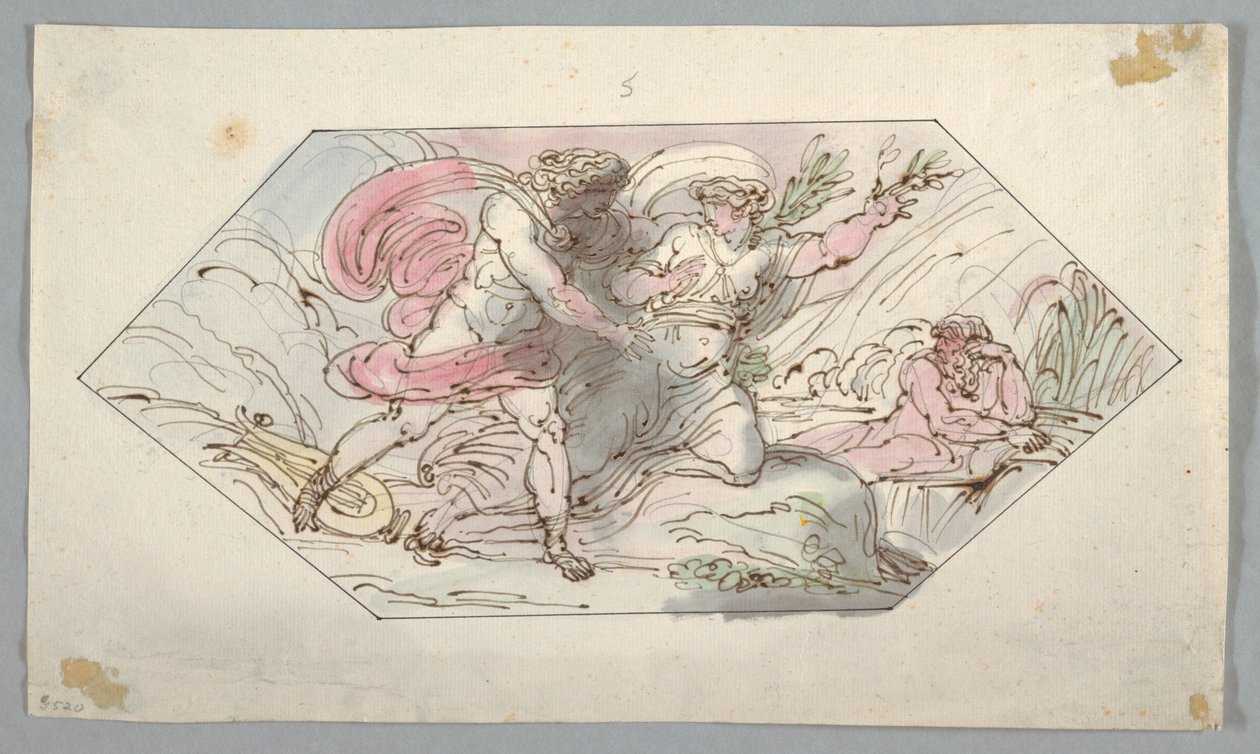 Teckning, Apollo och Daphne, 1796-98 av Felice Giani