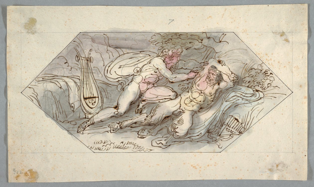 Teckning, Apollo flår Marsyas, 1796-98 av Felice Giani