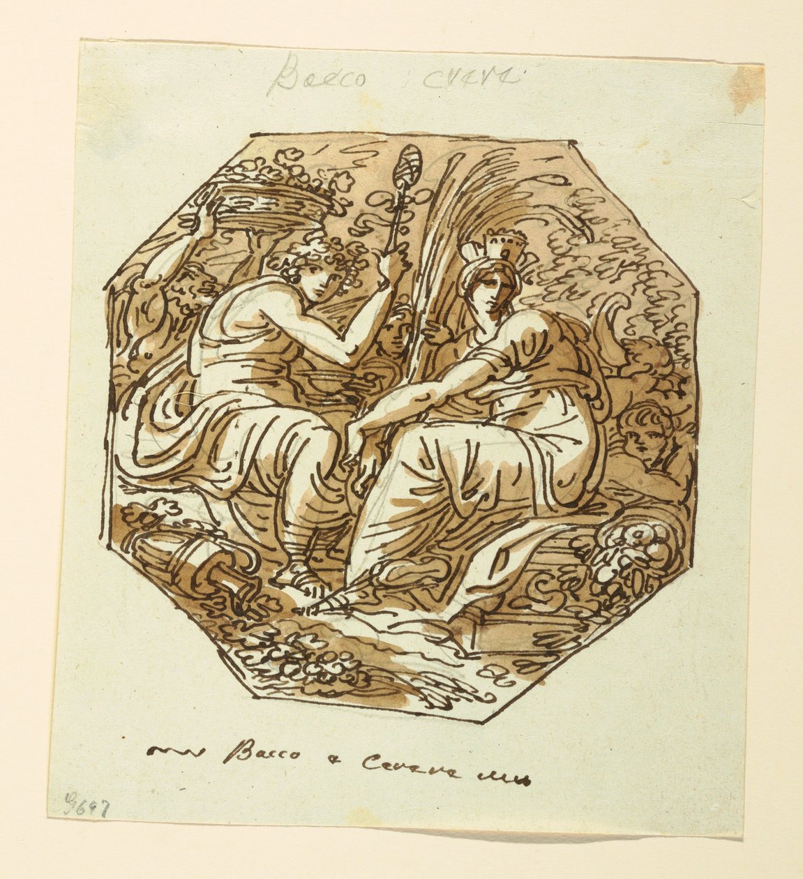 Ritning, Bacchus och Ceres av Felice Giani