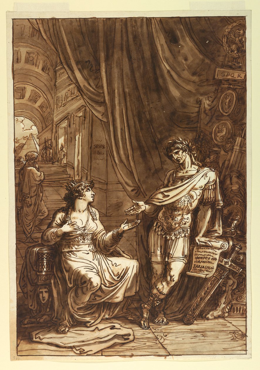Teckning, Kleopatra vädjar till O, ca 1820 av Felice Giani