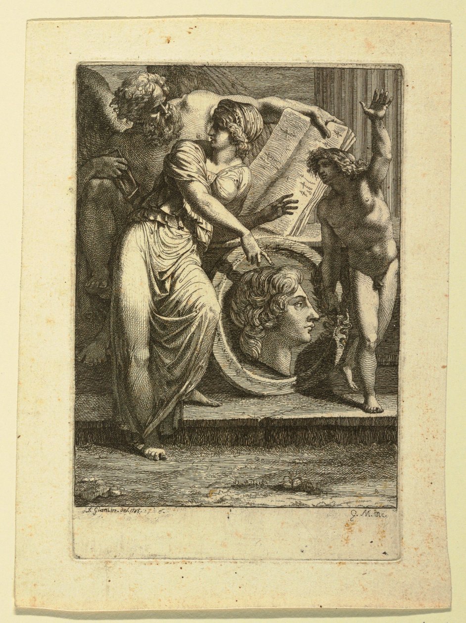 Teckning, Etsning: Frontispiece eller dedikationsblad, 1785 av Felice Giani