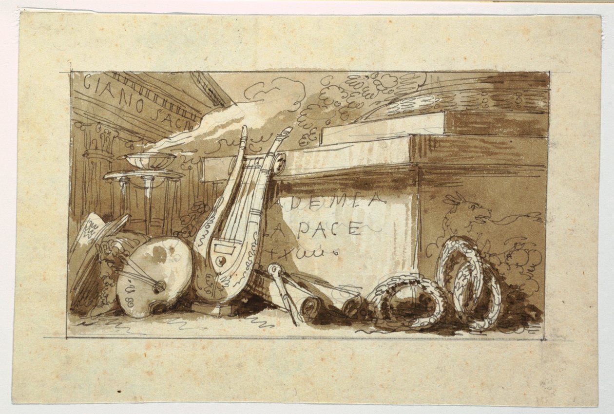 Ritning, Monument för en Accademia della Pace, 1810-20 av Felice Giani