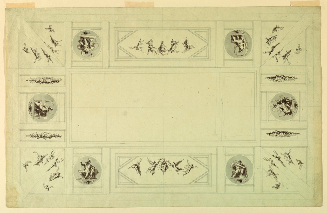 Teckning, Palazzo Quirinale, Rom;, 1812 av Felice Giani