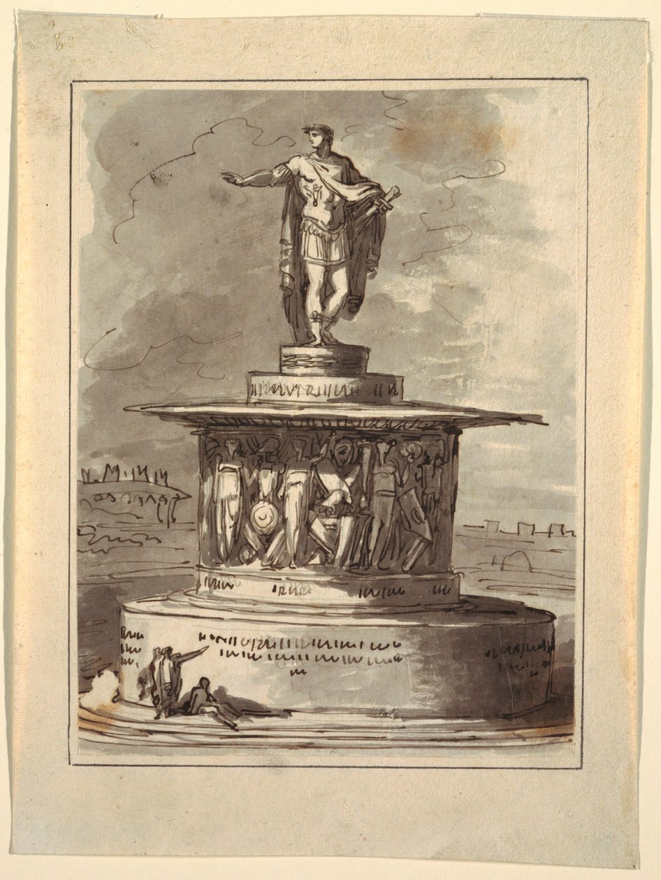 Ritning, Projekt till monument för Foro Bonaparte, Milano, 1800, 1810-20 av Felice Giani
